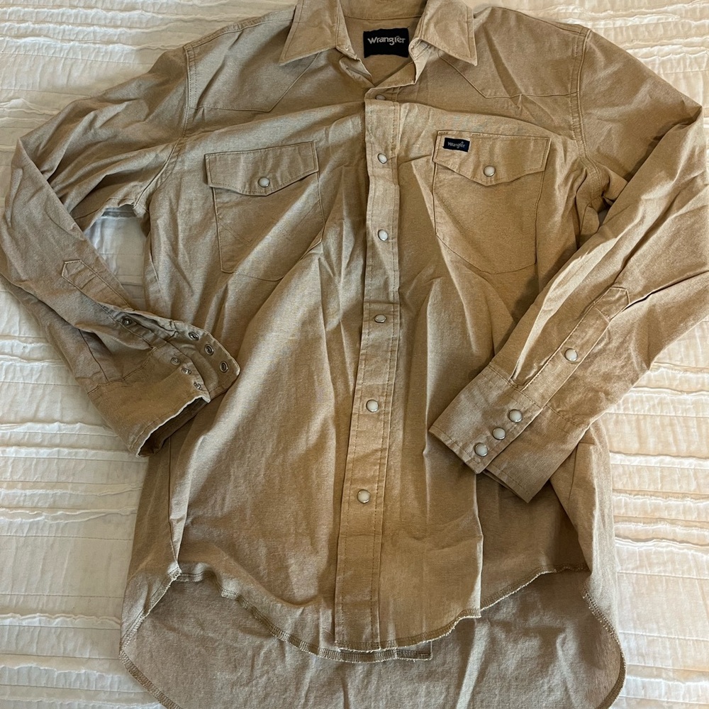 Wrangler Tan Casual Button Down Shirt